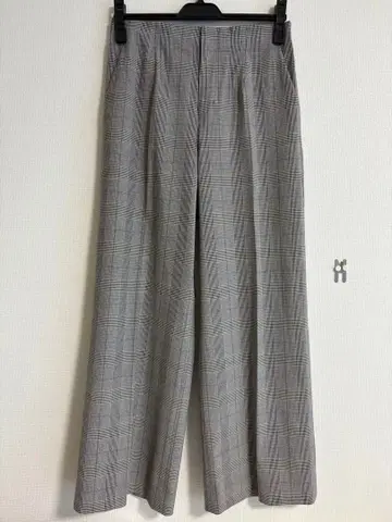 INDIVI 체크 무늬 와이드 팬츠