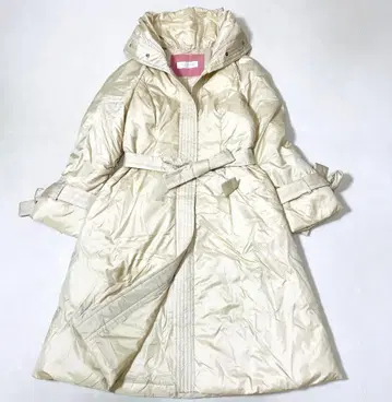 미사용 TO BE CHIC 다운 코트 40 허리 리본 벨트