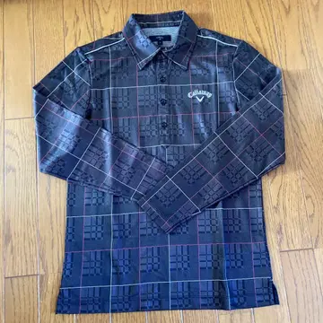 Callaway 긴팔 피케 셔츠 M 체크 무늬