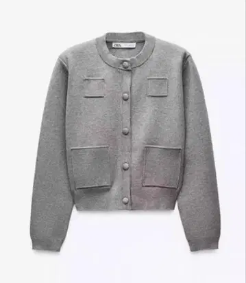 ZARA 플레인 니트 자켓 패디드 숄더 M 사이즈