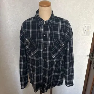 리버서블 플란넬 셔츠 블랙 데님, 체크