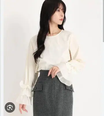 스트로베리 필드 소매 시어 프릴 블라우스