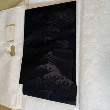 오비 블랙 전통 예복 기모노용 순수 실크