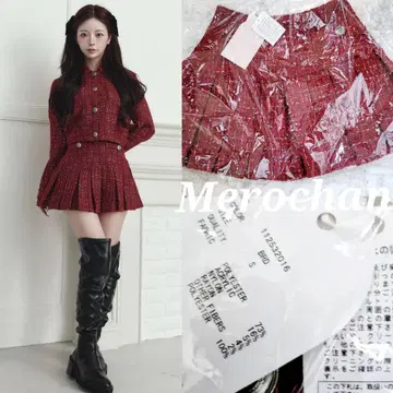 다리치 트위드 체크 플리츠 미니 스커트 [ S 사이즈 ] RED