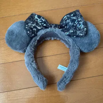 디즈니 귀달이 머리띠 그레이 스팽글 복슬복슬