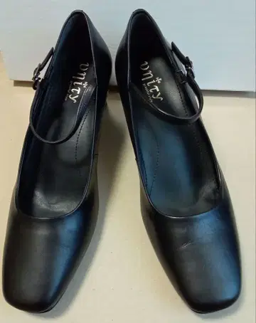 Unity 펌프스 24cm 앵클 스트랩 블랙 천연 가죽