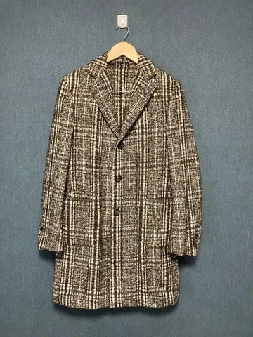 LARDINI 체크 무늬 체스터 코트 46