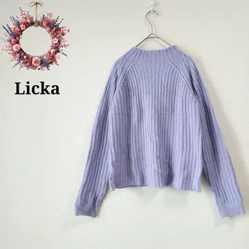 Licka 보틀넥 니트 리브 래글런 루즈핏 스웨터 포인트 컬러 M