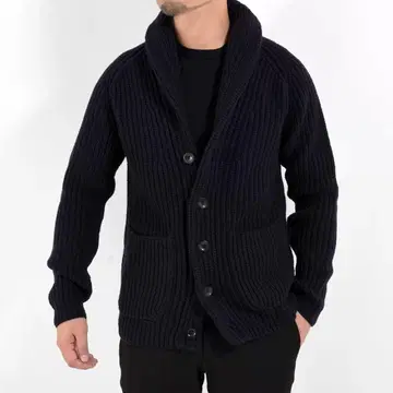 [ 최고급 ] 자노네 숄카라 로우게이지 니트 가디건 블랙