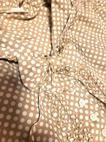 PINK HOUSE 베이지 물방울 패턴 반팔 원피스