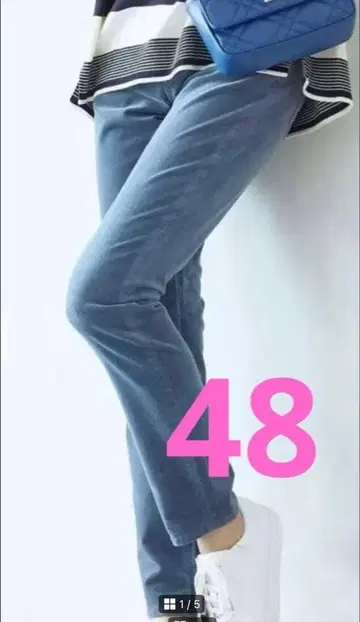 새상품 23구 데님 48 데님 큰 사이즈 세탁 가능 벨벳 스트레치 팬츠