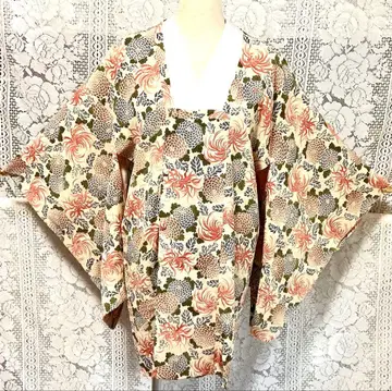 [빈티지] 도향 코트, 다양한 종류의 국화 꽃무늬, 순수 실크 A578