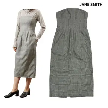 JANE SMITH 제인 스미스 글렌체크 베어탑 원피스