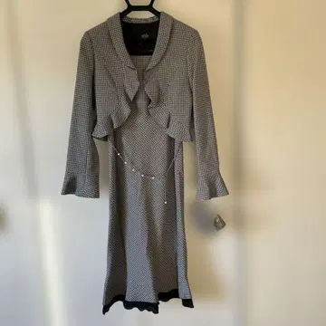 프릴 달린 체크 무늬 원피스 수트 9호