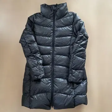 새상품급 유니클로 UNIQLO 헤링본 무늬 라이트 다운 코트 롱