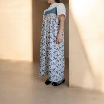 꽃무늬 데님 롱 원피스