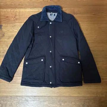 네이비 퀼팅 자켓 코듀로이 옷깃