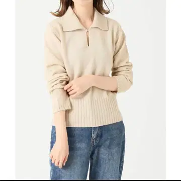 IENA 정가 15,400엔 지롱 라무 폴로 풀오버 내추럴 에크루