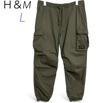H&M [L] 남성용 카고 팬츠 올리브 그린 사이드 포켓