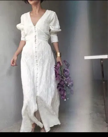 ameri MEDI CRUMPLE COTTON LACE DRESS