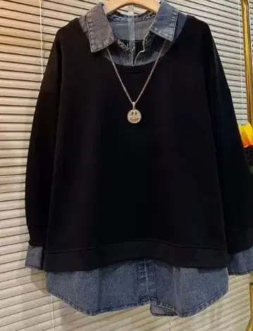 레이어드 스타일 맨투맨 블랙