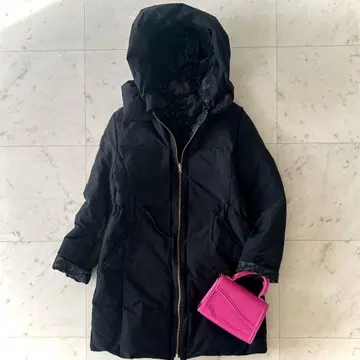 새상품급 보르지 워셔블 리버서블 다운 코트 롱 기장 블랙 38