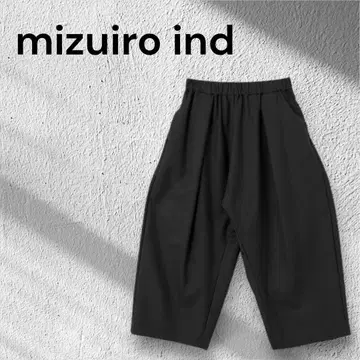 새상품급 mizuiro ind 하이웨스트 와이드 팬츠 블랙 울 9분 기장