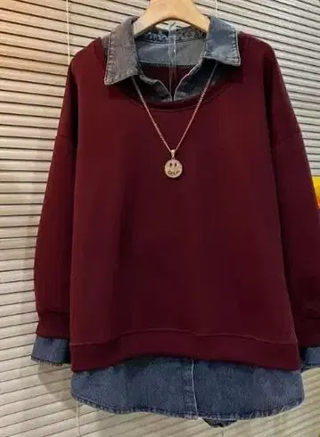 와인 레드 맨투맨 트레이닝복