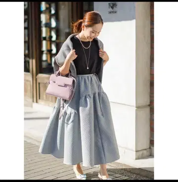 BLUELEA 자카드 스커트 M 그레이