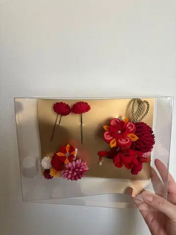 일본 정통의상 소품 머리 장식 세트 빨간색