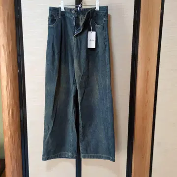 Achic 와이드 레그 데님 팬츠 다크 블루