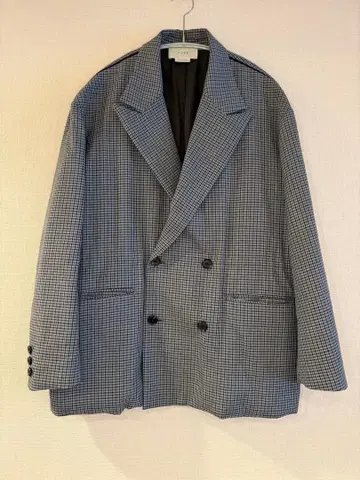 YOKE 체크 무늬 더블 브레스트 자켓 XS 클리닝 완료