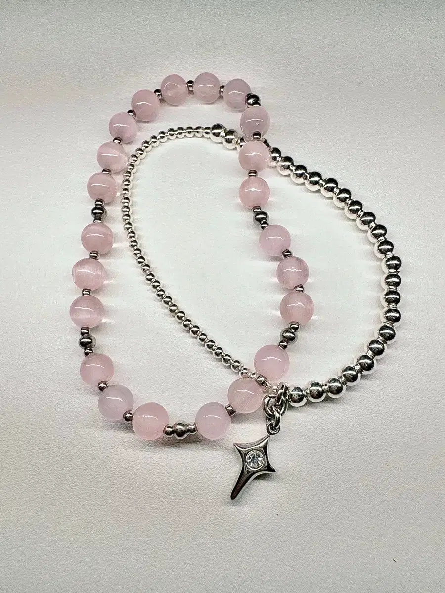 (Handmade) Natural Stone Katseye Pink Gemstone Bracelet