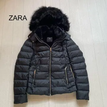 ZARA 퍼 달린 다운 자켓 블랙 XS