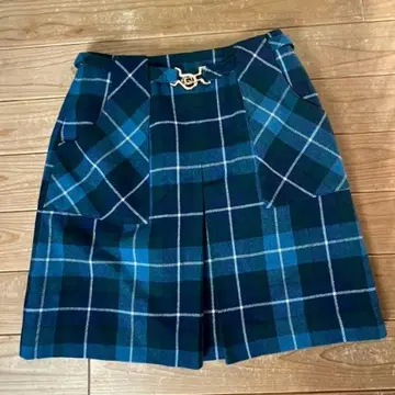 YORKLAND 체크 무늬 플리츠 스커트