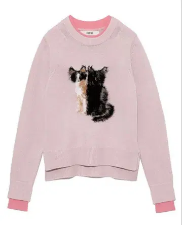 새상품급 FURFUR 캣 자카드 스웨터 핑크