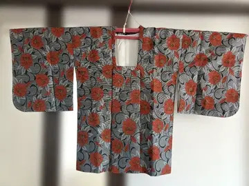 기모노 코트 동백 빨검 레트로 패턴