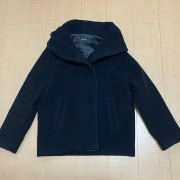 저널 스탠다드 후드 부착 울 코트 블랙