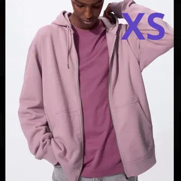 유니클로 맨투맨 풀 집업 후드티 핑크 XS 사이즈