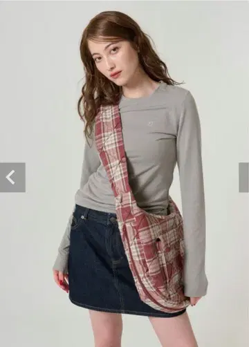 TINA: JOJUN 체크 무늬 숄더백 레드 브라운