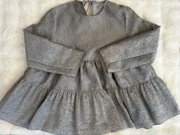 [ ohga ] 자카드 블라우스 그레이