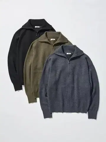 유니클로 U 더블 페이스 풀집 재킷 블랙 L