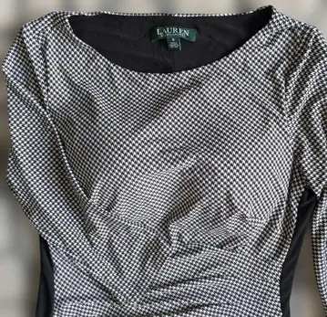 로렌 7부 소매 체크 무늬 원피스