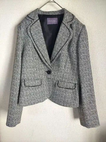 테일러드 자켓 블랙 화이트 트위드