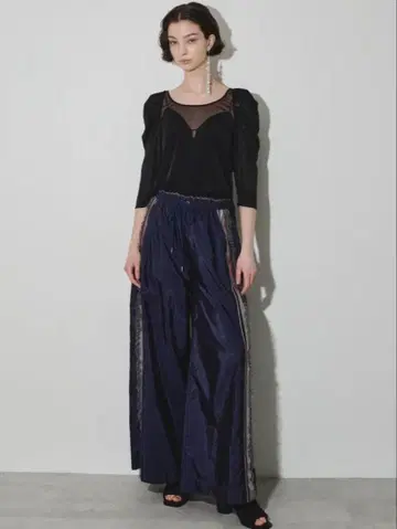 la belle Etude 튤 디자인 메탈릭 와이드 팬츠