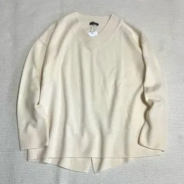 택 포함 인디비 레이어드 V넥 니트 울 100% 워셔블 빅 사이즈