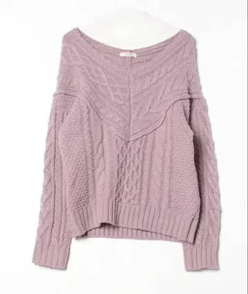 FREAK'S STORE 케이블 니트 스웨터 라벤더 계열 오프숄더