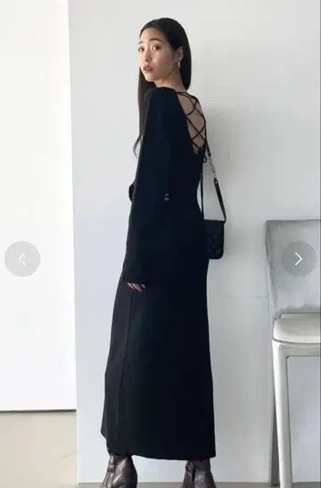 EMODA 블랙 니트 롱 원피스