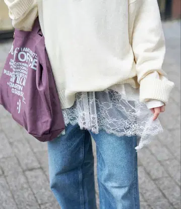 SLOBE IENA 레이스 콤비 티셔츠