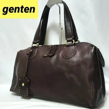 겐텐 보스턴 백 가죽 천연 가죽 브라운
